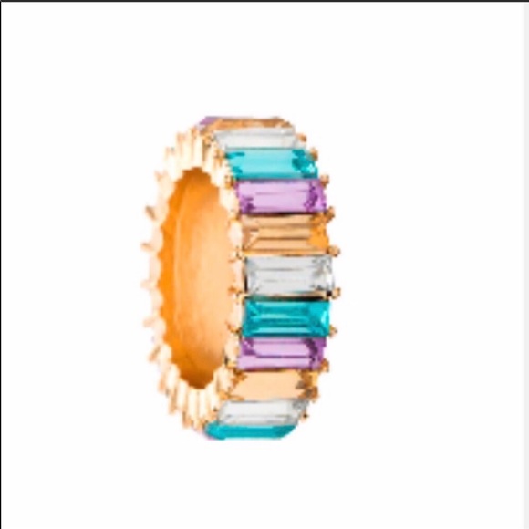 BaubleBar style Multicolor pastels baguette ring - Picture 4 of 11